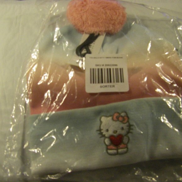 Hello Kitty Sanrio Hello Kitty Ombre Pom-Pom Beanie Hat One Size New Sealed - Picture 5 of 9